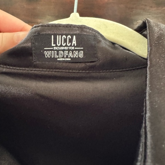 Lucca x Wildfang Black Satin Button Up - Picture 6 of 7